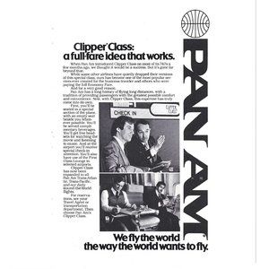 Pan am Clipper Class Airlines Advertisement 1970s Vintage Print Ad 9 inch